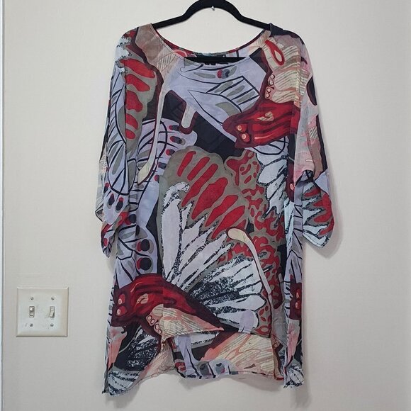 Citron 100% Silk Sheer Tunic Top - Picture 1 of 7